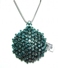 Natural Blue Zircon Pendant Brooch 40.52Ct 18k B/g Overlay 925 Silver