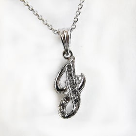 Initial Pendant 'I' Diamond .08Ct 14k W/g