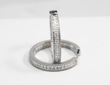 Creation Diamond Hoop Earrings 18k W/G Over