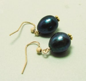 Black Pearl Dangle Earring 14k Gold Filled