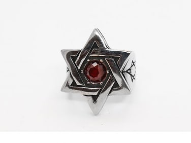 Man's  Star David Stainless Steel/Creation Ruby 1.10 CT
