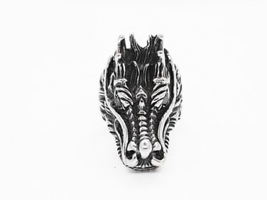 Man's  Dragon Stainless Steel /Creation Black Diamond .85CT