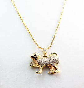 Monkey Figure Pendant 18K Yellow Gold Overly Brass