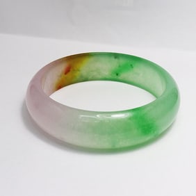 Translucent Solid Multi-Color Chinese Jade Bangle Size:
