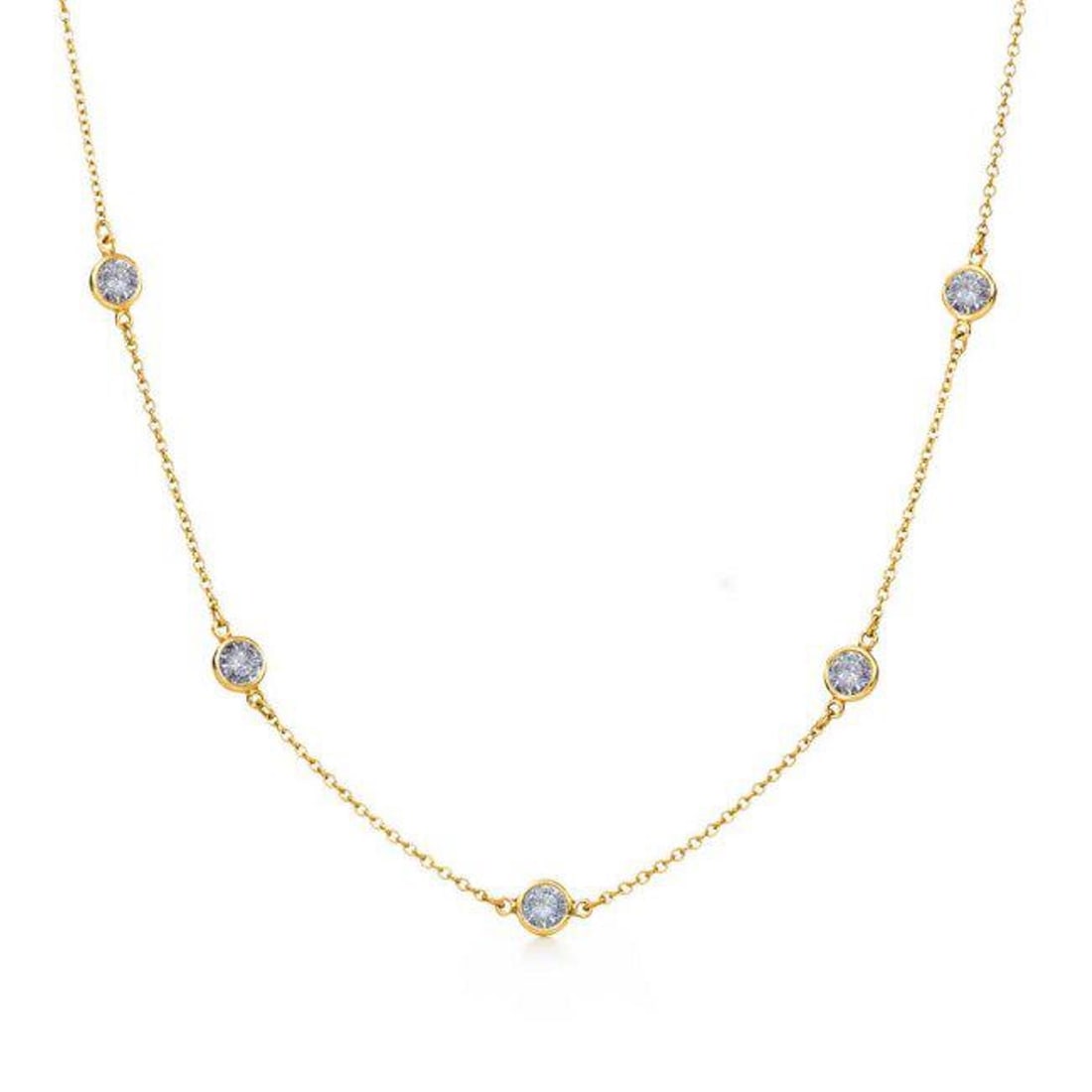 Creation, Diamond Pazel Chain 14k Y/G overlay: Gem: Creation, Diamond White Stone: 2.10 Carat round size: 10mm and 21 pieces Clarity: VS1 Color: G Metal: 14k yellow overlay 925 Silver Length: 60 Inches Made in Italy