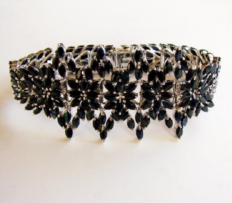 Natural Sapphire Bracelet 37.06Ct 18k W/g Overlay (1 of 4)