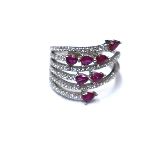 Creation Daimond Ruby Ring 3.15Ct 18k W/g Overlay - 2