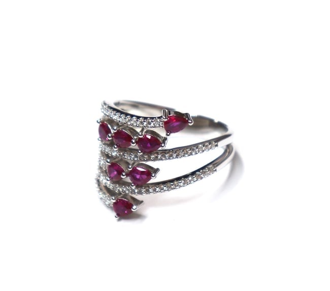 Creation Daimond Ruby Ring 3.15Ct 18k W/g Overlay - 3