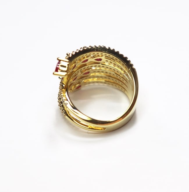 Creation Daimond Ruby Ring 3.15Ct 18k Y/g Overlay - 4