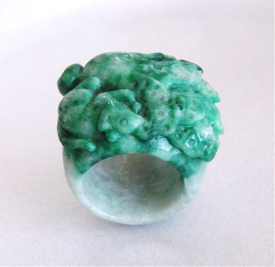 Natural Carved Jadeite Jade Ring Grade B (1 of 5)