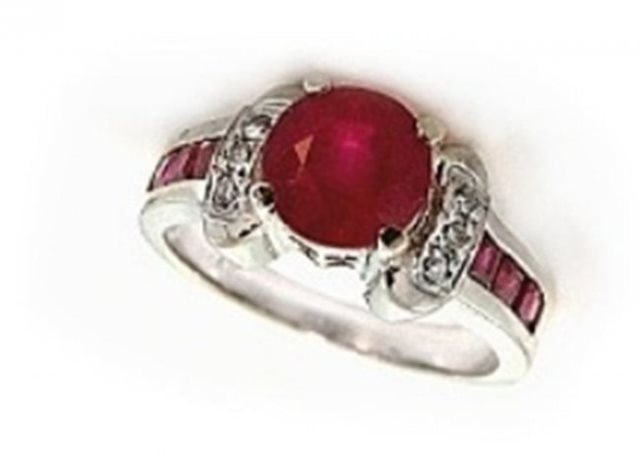 Anniversary Ruby Diamond Ring 2.81Ct 14k W/g - 2