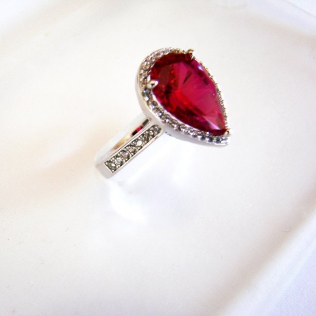 Creation Daimond Ruby Ring 7.16Ct 18k W/g Overlay - 2