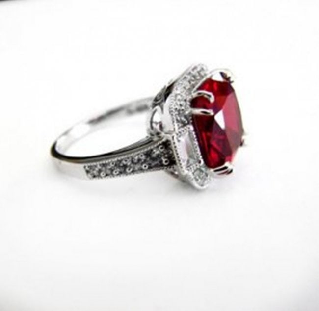 Creation Daimond Ruby Ring 7.61Ct 18k W/g Overlay - 4