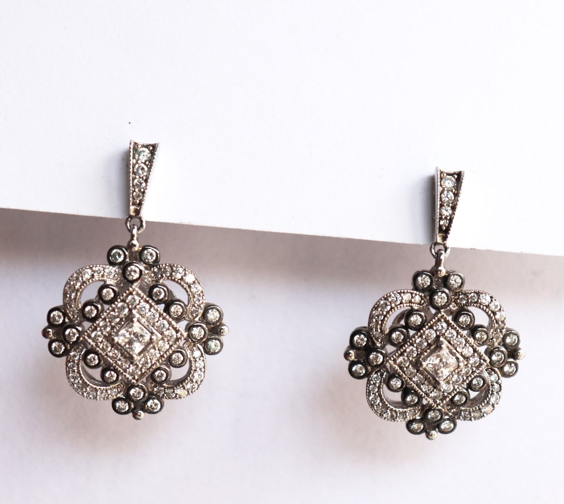 Creation Diamond Earrings 3.17Ct 18k W-B/g Overlay (1 of 2)