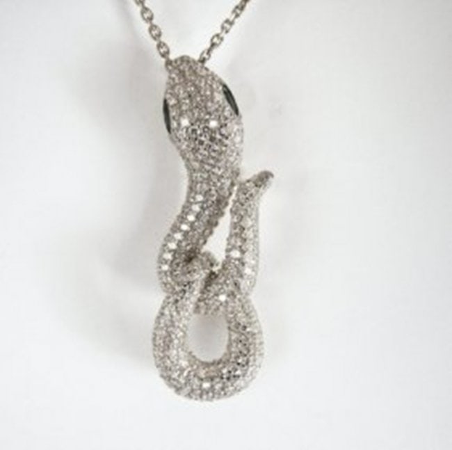 Creation Diamond Snake Pendant 3.28Ct 18k W/g Overlay (1 of 2)