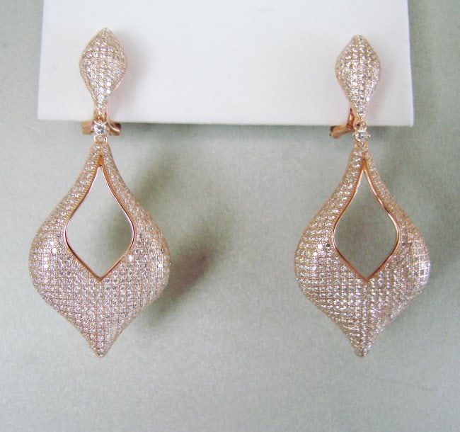 Creation Diamond Earrings 6.17Ct 18k R/g Overlay (1 of 3)