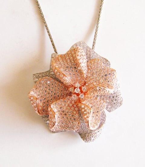 Creation Diamond Pendant 6.45Ct 18k R-W/g Overlay (1 of 3)