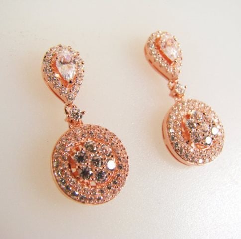 Creation Diamond Earrings 2.00Ct 18k R/g Overlay - 2