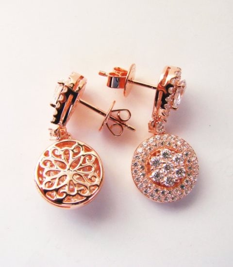 Creation Diamond Earrings 2.00Ct 18k R/g Overlay - 3