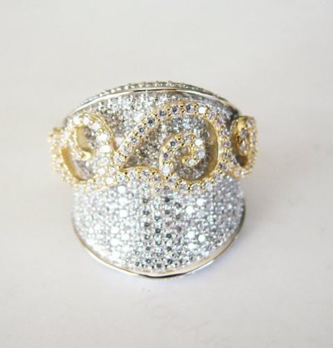 Creation Diamond Antique Ring 3.64Ct18k W-Y/G Overlay (1 of 3)