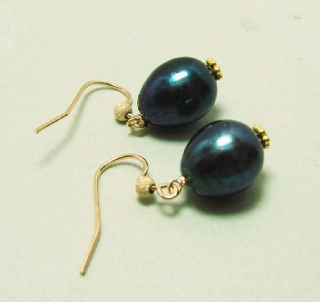 Black Pearl Dangle Earring 14k Gold Filled (1 of 1)