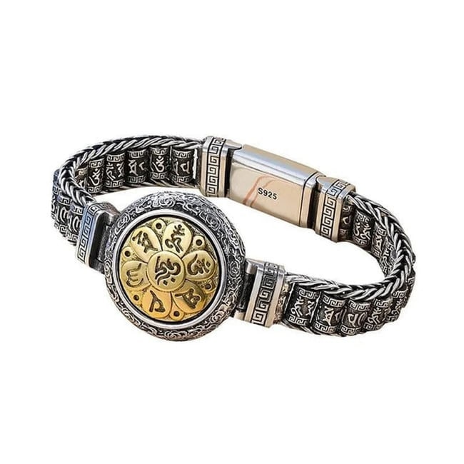Men 925 Silver Six-character mantra wheel transfer bracelet (1 of 3)