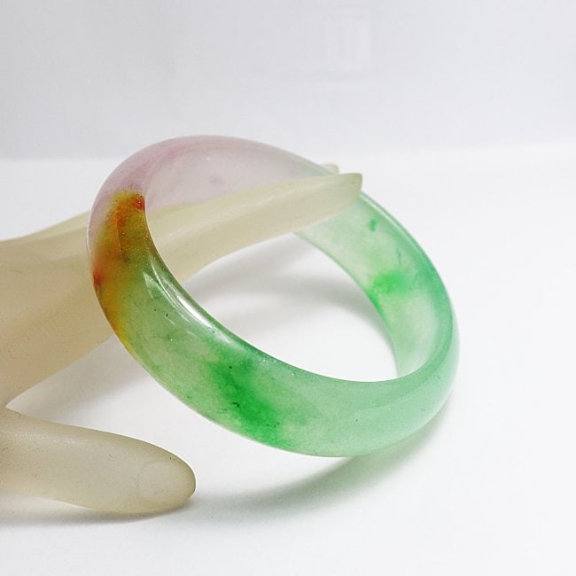 Translucent Solid Multi-Color Chinese Jade Bangle Size: - 4