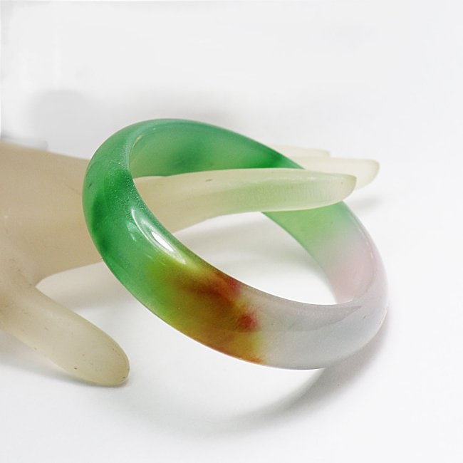 Translucent Solid Multi-Color Chines Jade Bangle - 4