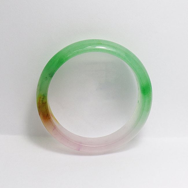Translucent Solid Multi-Color Chinese Jade Bangle Size: - 4