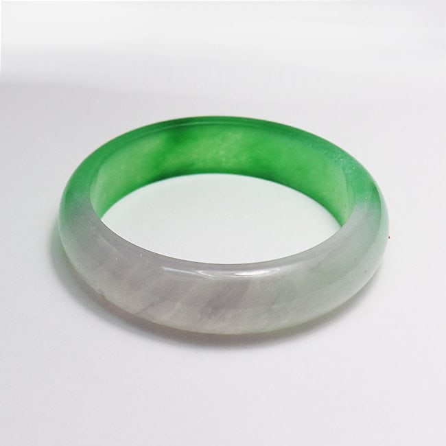 Translucent Solid Green/Violet Chinese Jade Bangle Size - 4