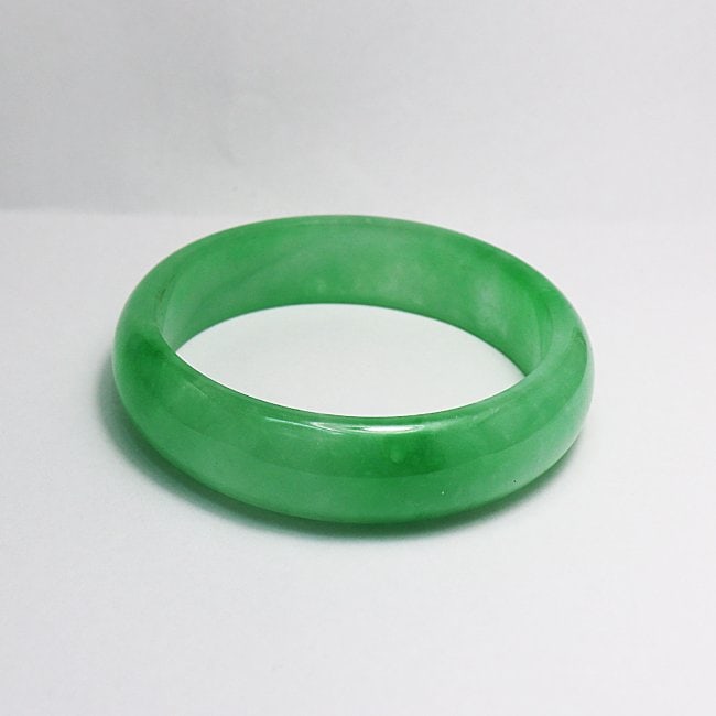 Translucent Solid Green Chinese Jade Bangle Size: 7.5 - 2