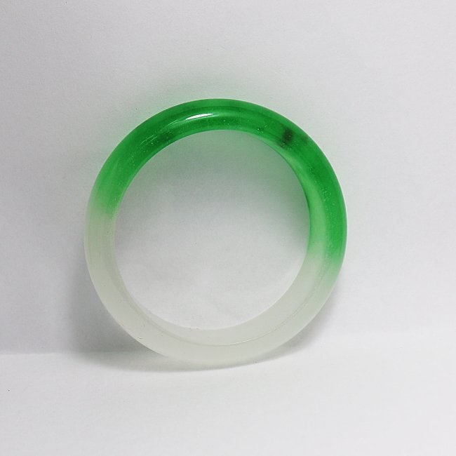Translucent Solid Green/Light Violet Chinese Jade Bangle - 5