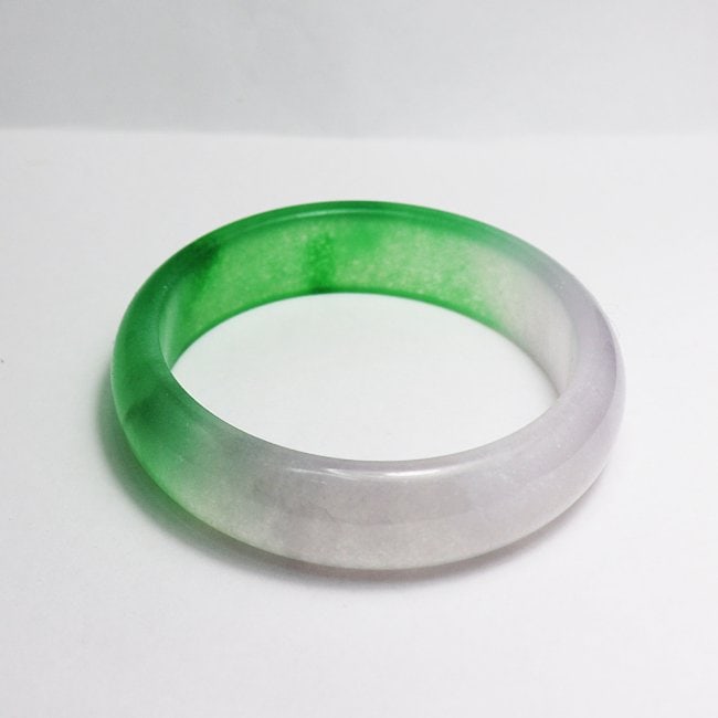 Translucent Solid Green/ Light Violet Chinese Jade Bang - 2
