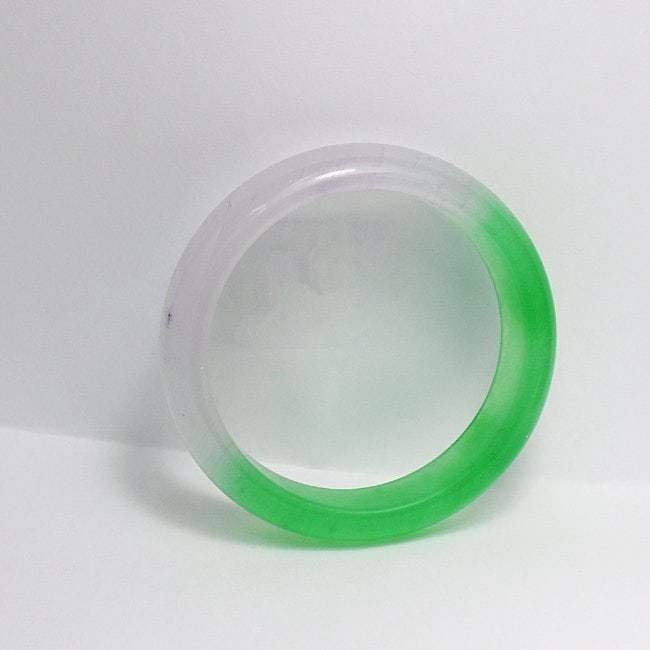 Translucent Solid Green/ Light Violet Chinese Jade Bang Size7 - 2
