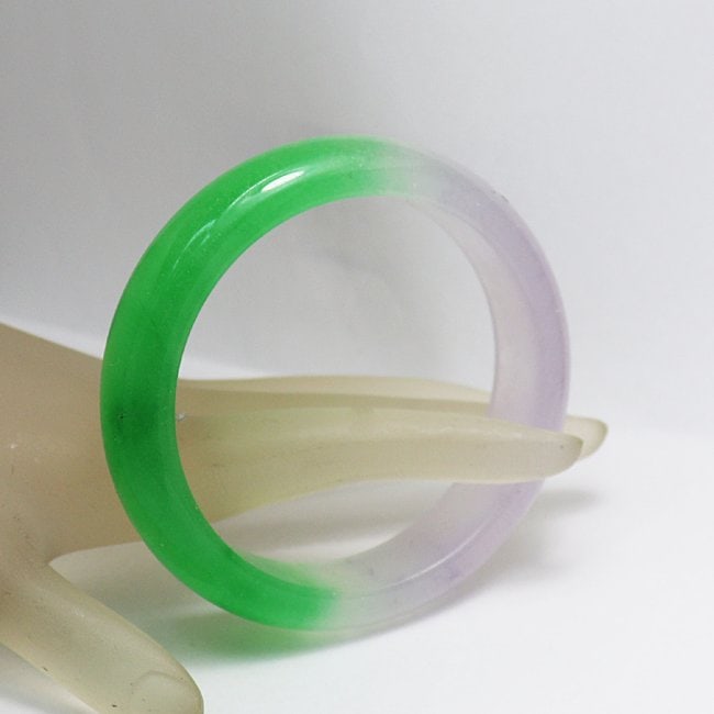 Translucent Solid Green/ Light Violet Chinese Jade Bang Size7 - 3