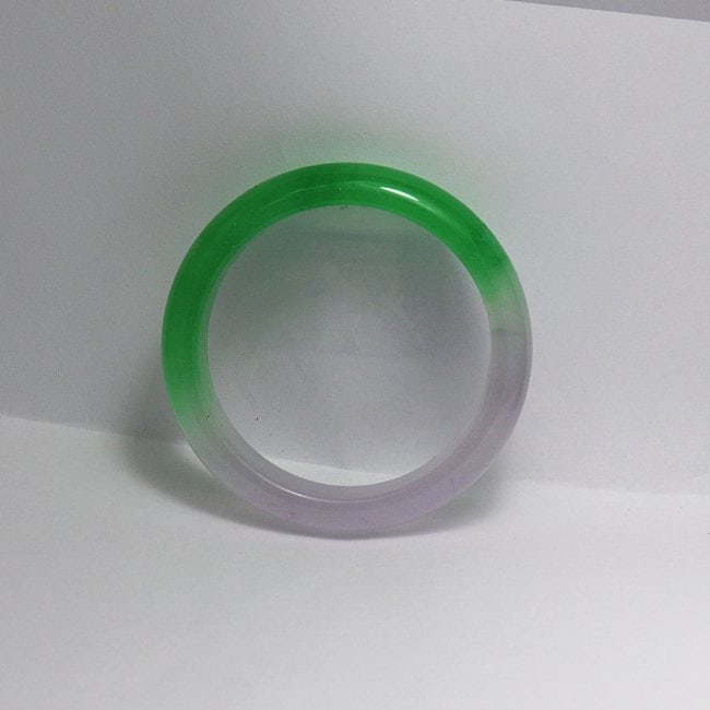 Translucent Solid Green/ Light Violet Chinese Jade Bang Size7 - 4