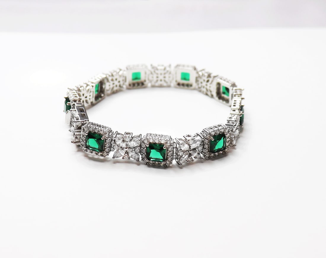Creation, Diamond, Bracelet Emerald 15.Carat 18k W/G Overlay 925 (1 of 2)