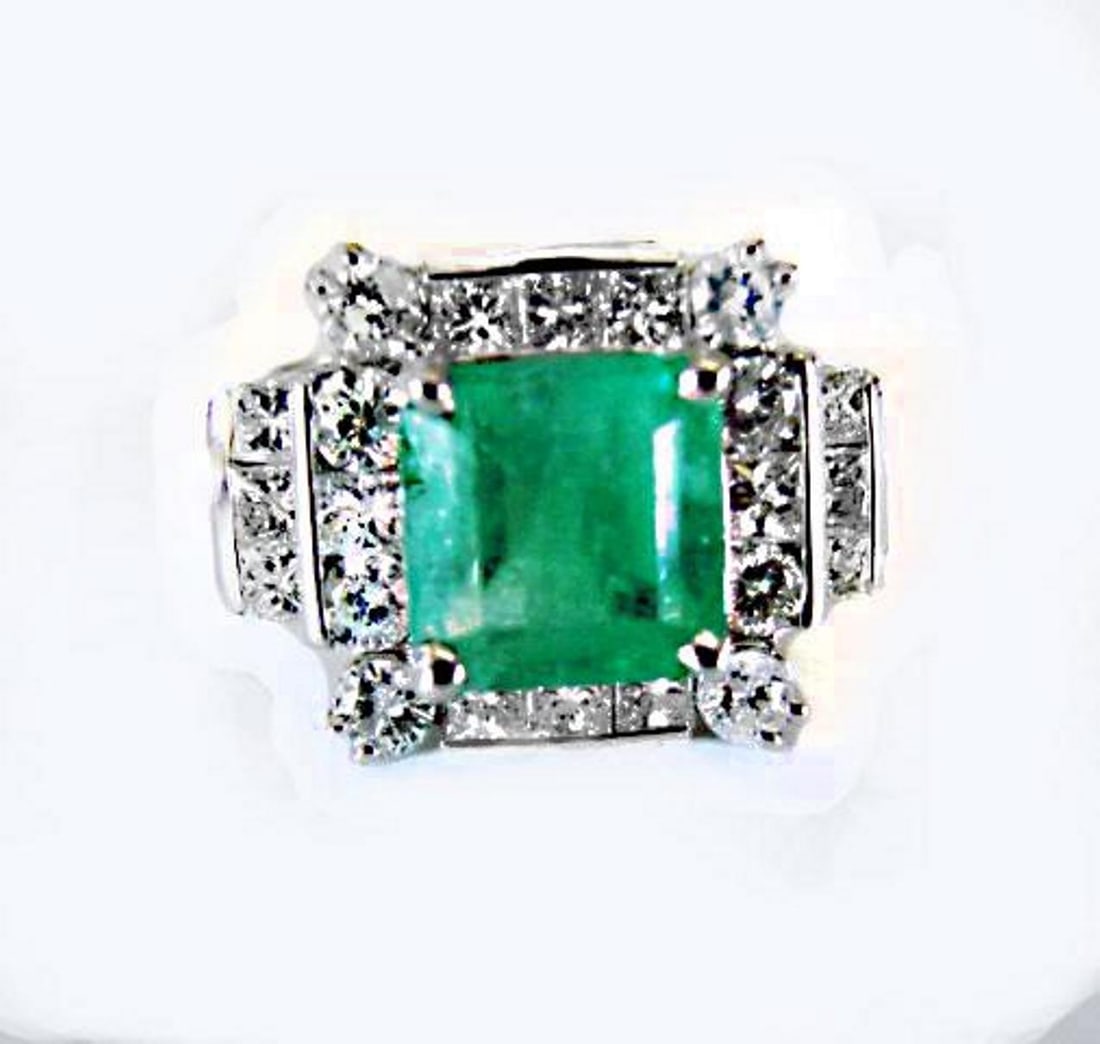 Natural Emerald Diamond Ring 4.74Ct 14k W/g (1 of 4)