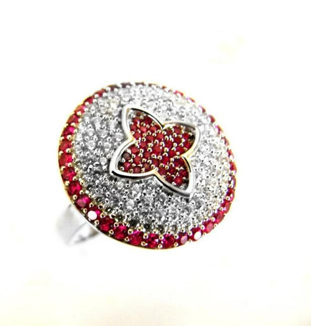 Creation Diamond Ruby Ring 2.10Ct 18k W/g Overlay - 2