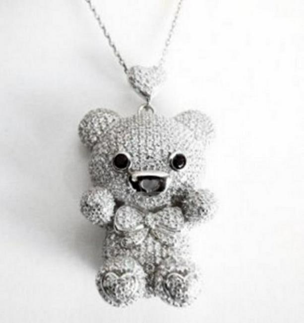 Bear Pendant Creation Diamond 5.95Ct 18k W/g Overlay: This item was made by high quality handicraft Item: Bear Pendant Creation Diamond Weight: 5.65 carat Round brilliant Clarity: VS, Color: F Creation Black Diamond:.30 Carat Clarity: Opaque,