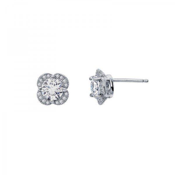 Creation Diamond Earrings Flower 2.32Ct 18k W/g Overlay (1 of 2)