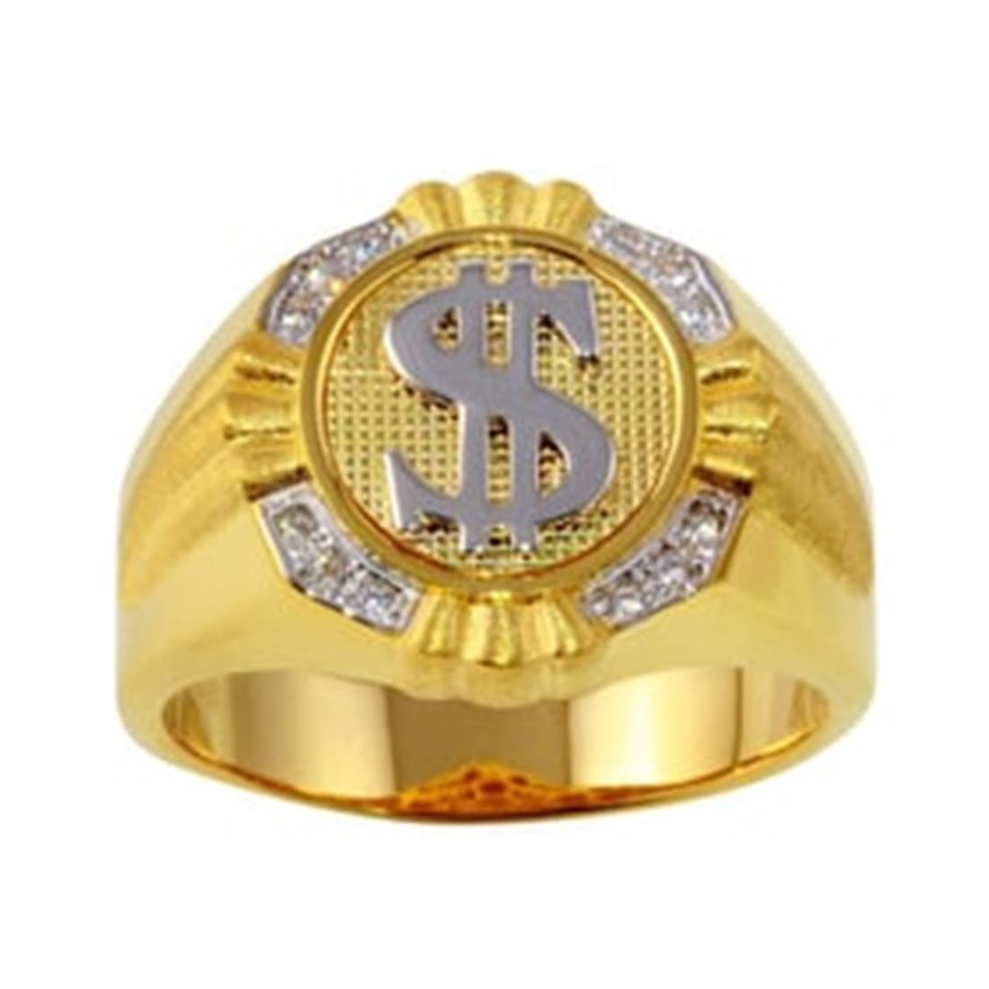 Man's Creation Diamond Ring Tow-Tone 18k Overlay 925: Gem Type: Creation, Diamond Item: Man's Ring Size: 10 Stone: 12 Pices ..15 carat round brilliant Clarity: VS1 Color: G Metal: 18k two-tone overlay 925 Silver Weight: 9.00 Grams Diameter: Face