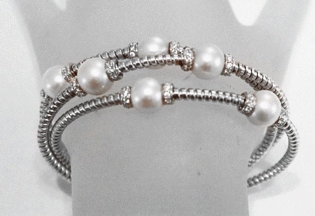 Culture Pearl Bangle 18k W/g Gold Overlay 925 (1 of 3)