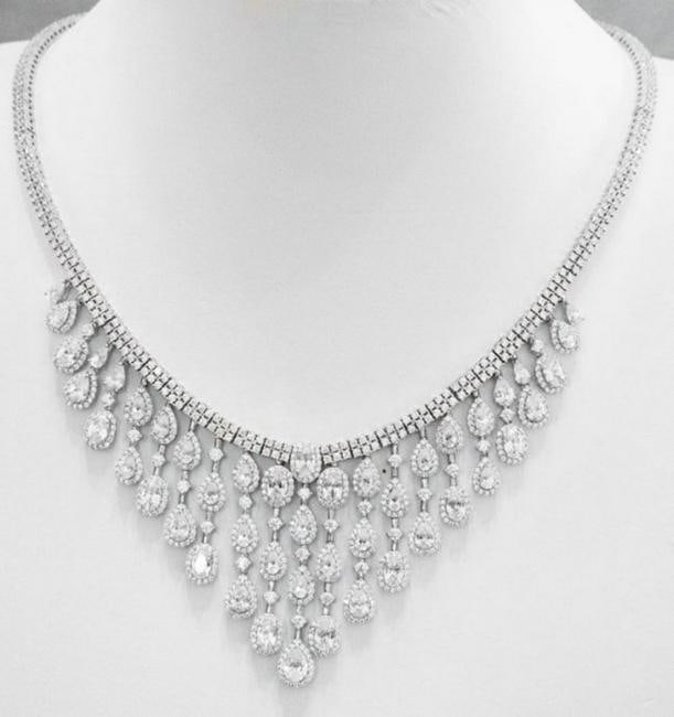 Creat Diamond 38.10Ct Necklace 18k W/g Overlay Silver (1 of 3)