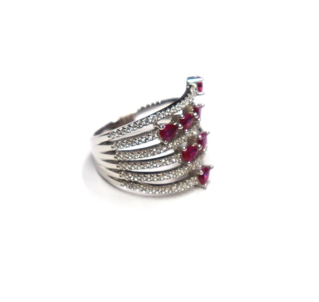 Creation Daimond Ruby Ring 3.15Ct 18k W/g Overlay - 4