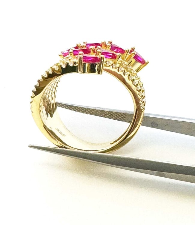 Creation Daimond Ruby Ring 3.15Ct 18k Y/g Overlay - 5