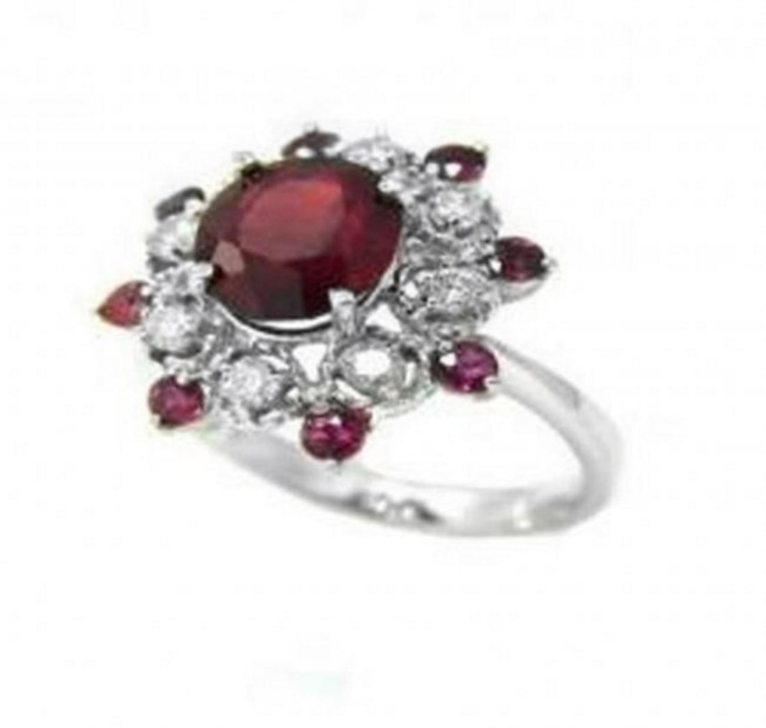 Annivery Diamond Ruby Ring 7.12Ct 14k W/g - 2