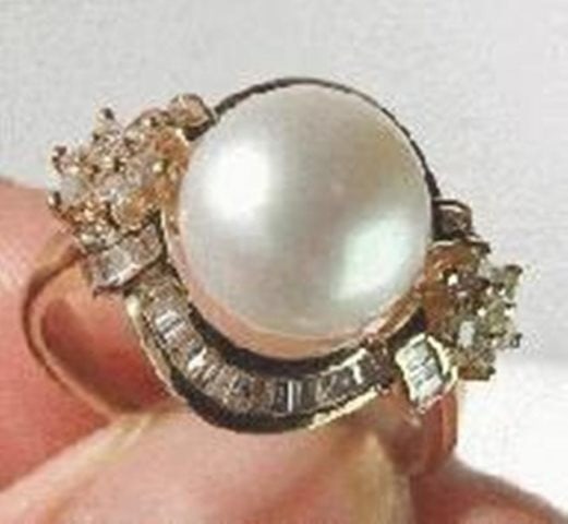 South Sea Pearl Ring 10mm Dia:1.02Ct 14k Y/g (1 of 3)