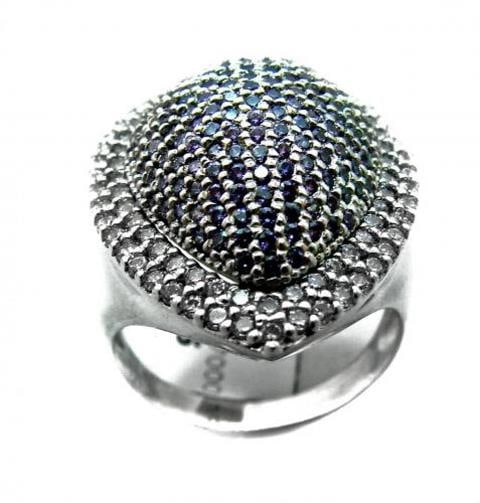 Amethyst Ring/Creations Dia 3.10 Carat 18k W/G Overlay: Gem Type: Natural Amethyst and Creation Diamond Quantity: 1 Face Diameter: 1." Shape: Pear Item Name: Ring Creation Diamond /Amethyst Weight: 3.10 carat (Clarity: VVS1, Color D-E) 18k Black White gold