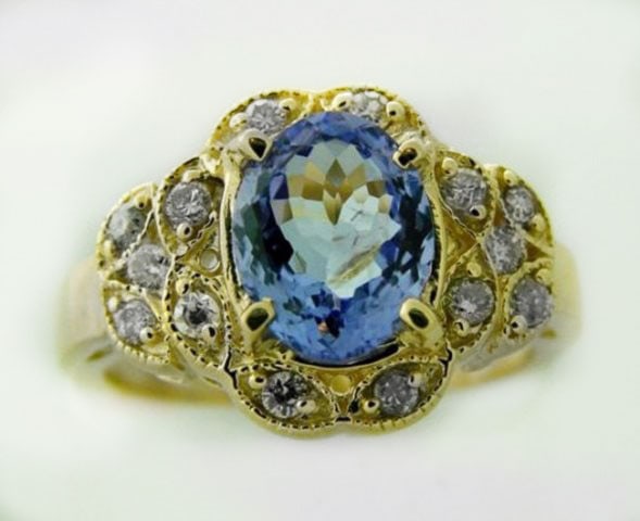 Tanzanite Ring: 3.60 Carat & .42 Carat 14K Y/g (1 of 4)
